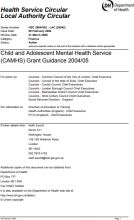 HSC (2004) 002  LAC (2004) 2 : Child and Adolescent Mental Health Service (CAMHS) Grant Guidance 2004/05